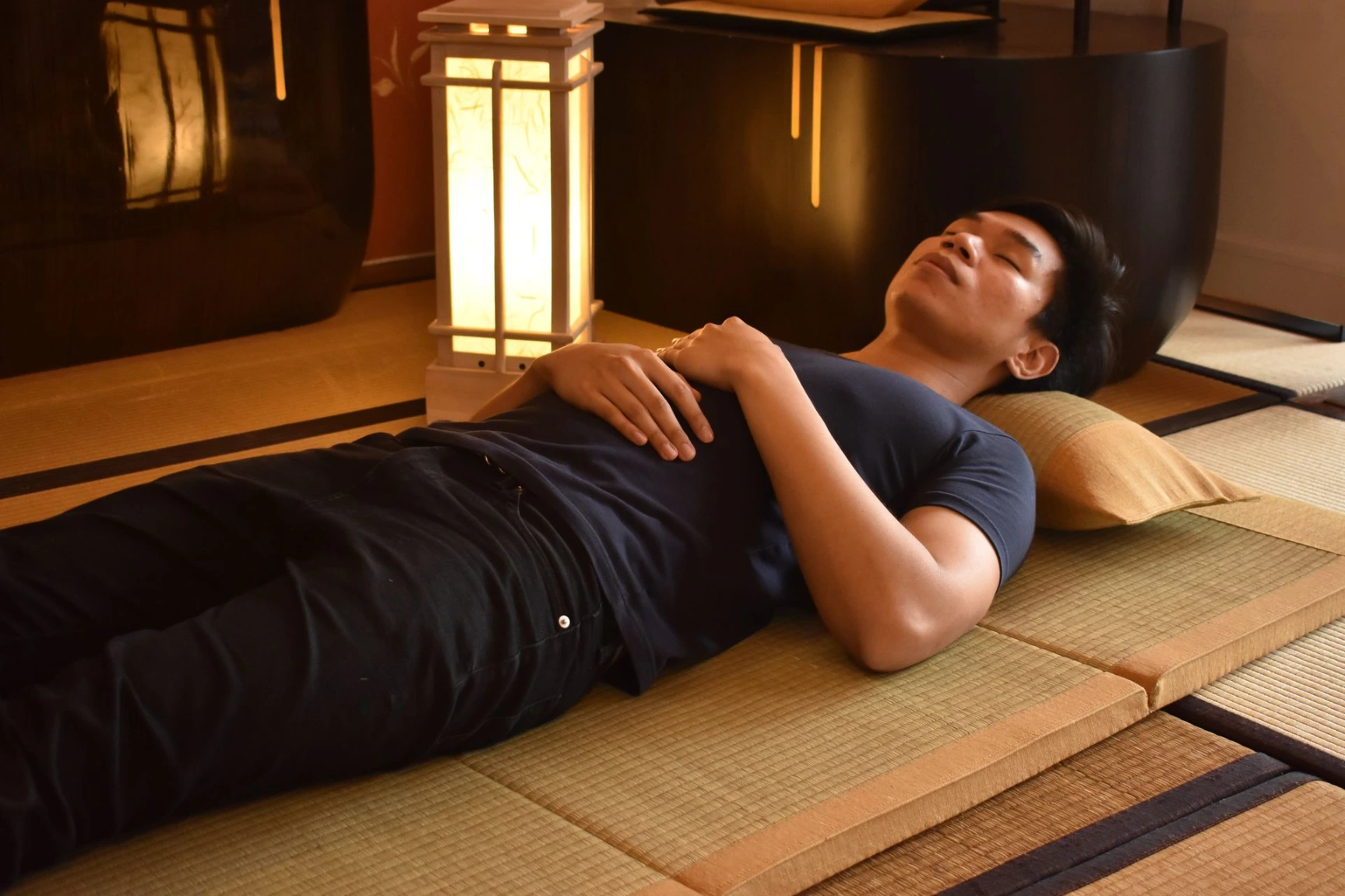 Sleeping on a tatami mat