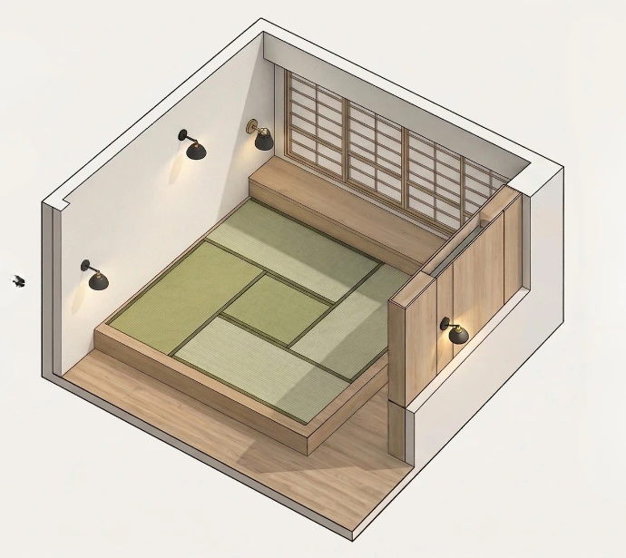 Tatami family room layout