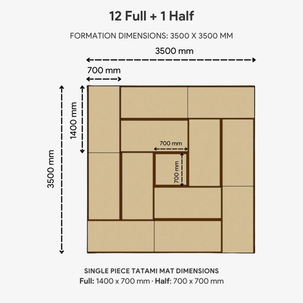 12 Full & 1 Half_Brown_Tatami Formation w Dimensions.webp