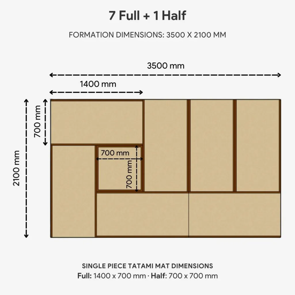 7 Full & 1 Half_Brown_Tatami Formation w Dimensions.webp