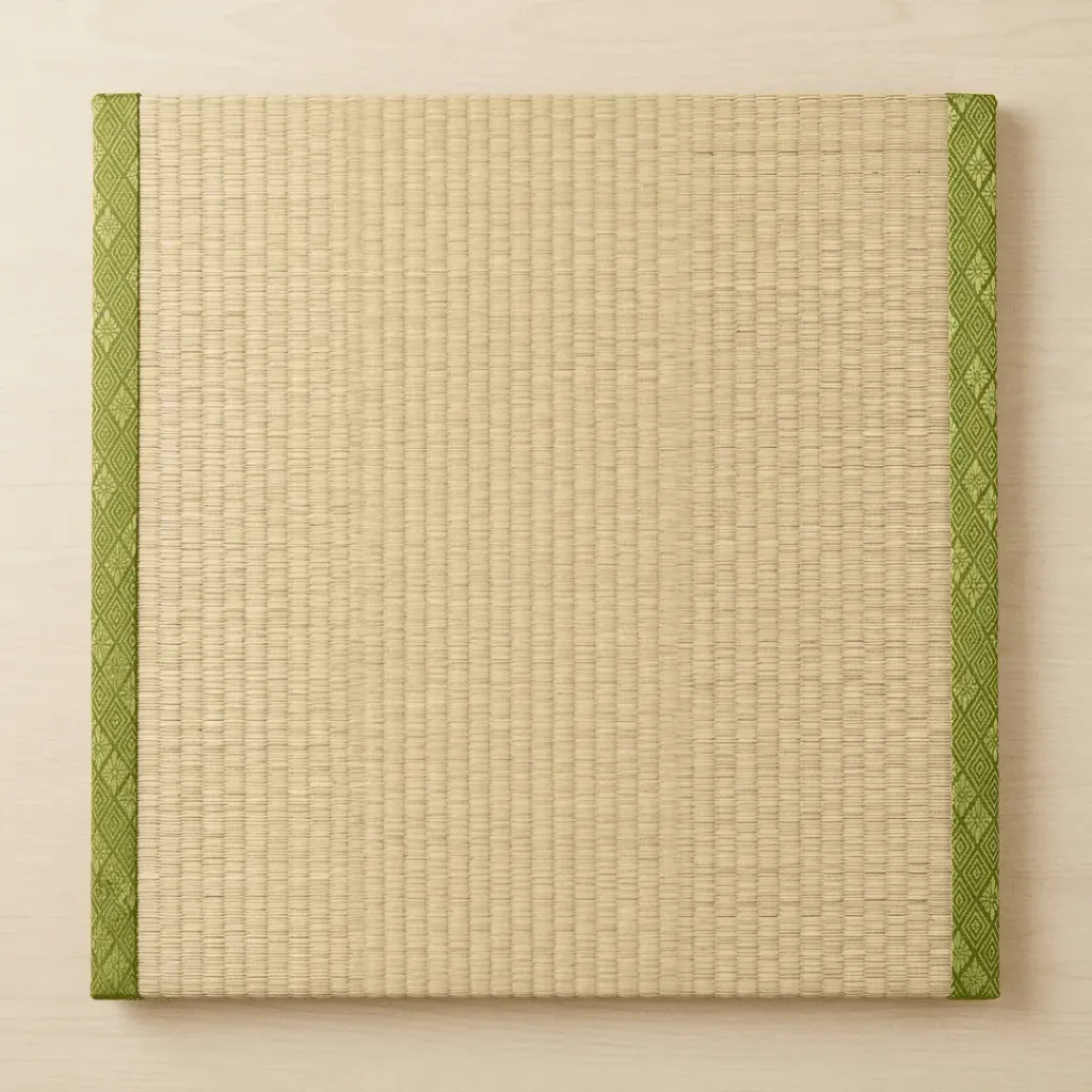 [FL-FLO-MAT-TTMAT-F137-25MH] Tatami Mats (Natural) - Green Medallion - 700x700x25mm